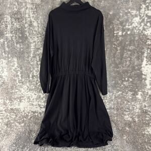 Fads Plus Size 1X Minimalist Maxi Dress Mock Neck Black Long Sleeve Cotton